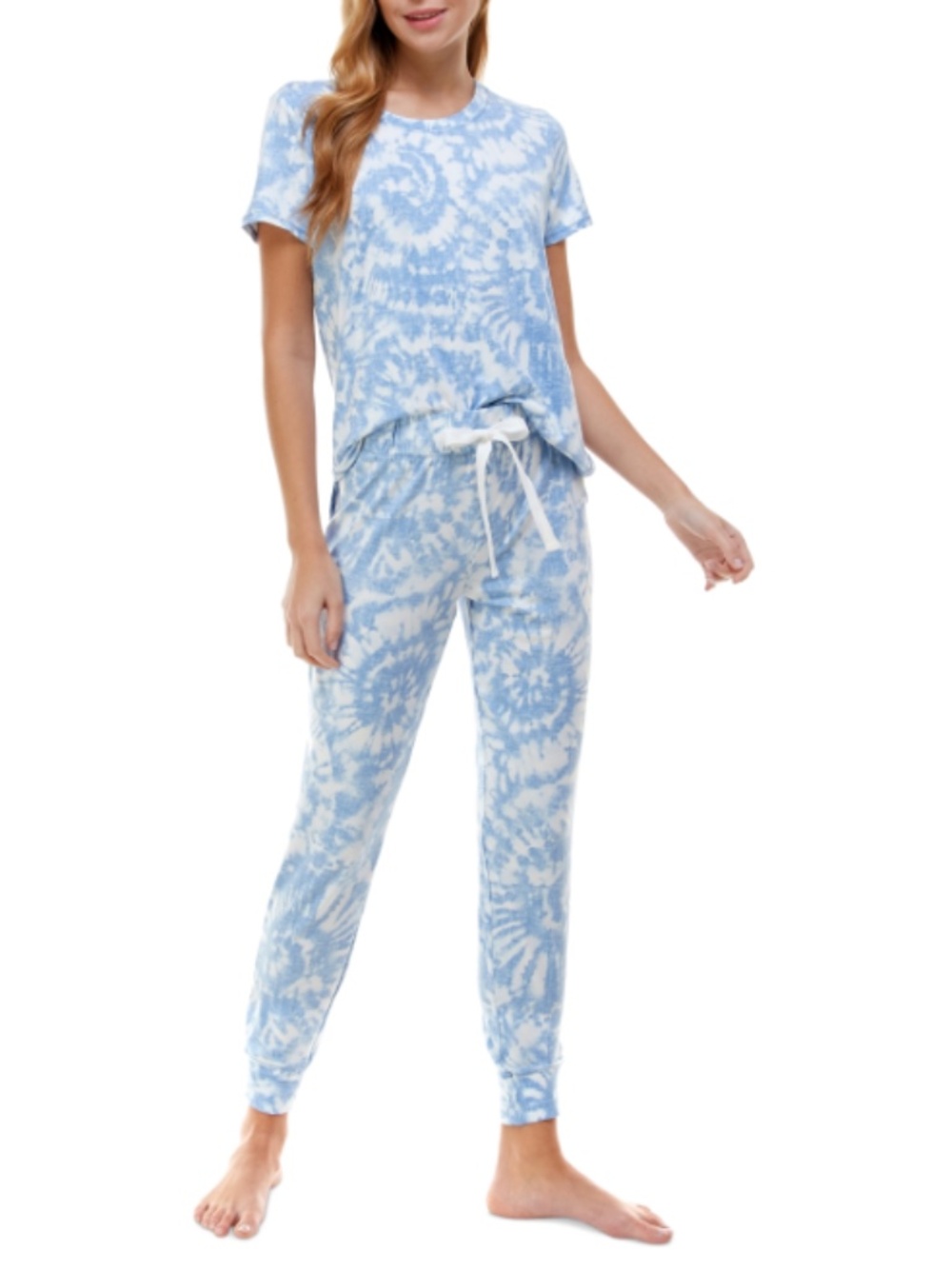 Roudelain Printed Short Sleeve Top & Jogger Pajama Set - Banshee Tie Dye